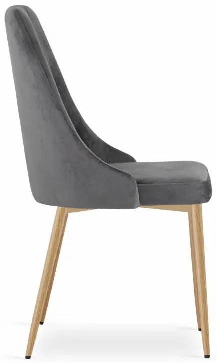 Stolička IMOLA velvet - sivý zamat, nohy vo farbe dreva - vintino.sk