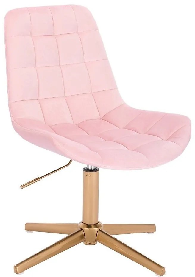 LuxuryForm DESIGN Stolička PARIS VELUR na zlatom kríži - svetlo ružová