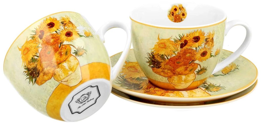 Porcelánová šálka s podšálkou Van Gogh Sunflowers 90 ml sada 2ks