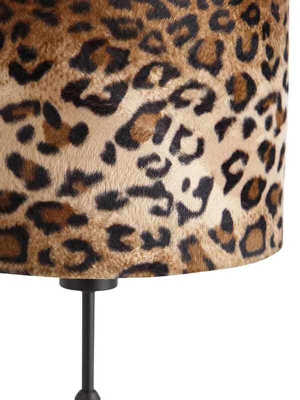 Stolová lampa čierny zamatový odtieň leopardie prevedenie 25 cm - Parte