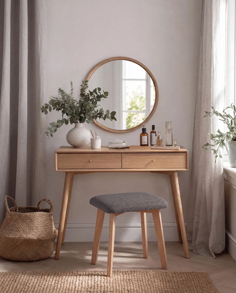 Mazzoni MILO Sivá (tkanina Storm 97)/dubová podnož - ŠTVORCOVÁ ČALÚNENÁ TABURETKA DO KUCHYNE/OBÝVAČKY