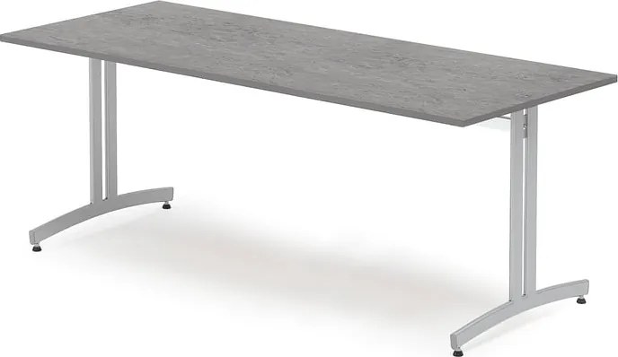 Jedálenský stôl, 1800x700 mm, tmavošedé linoleum, šedá