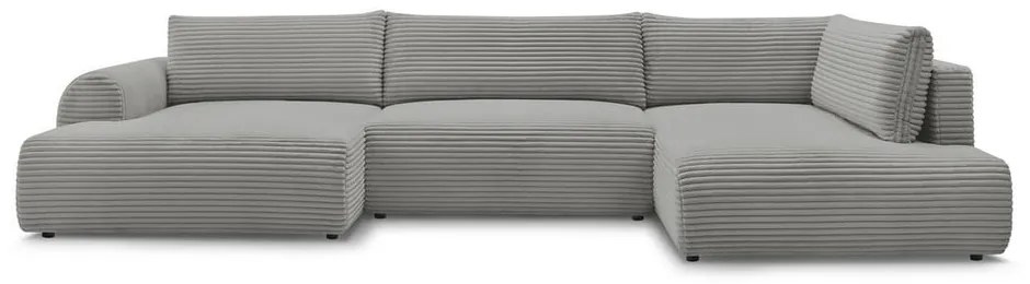 Tmavosivá menčestrová rozkladacia rohová pohovka (ľavý roh/do "U") Lucien – Bobochic Paris