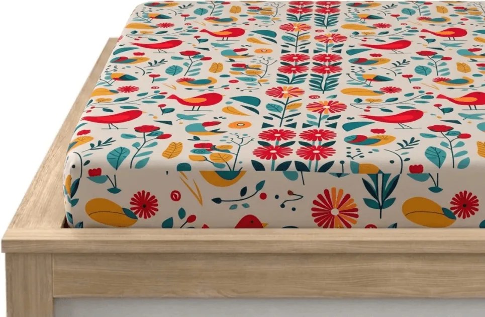 Plachta z mikrovlákna RETRO BIRD farebná 90x200 cm