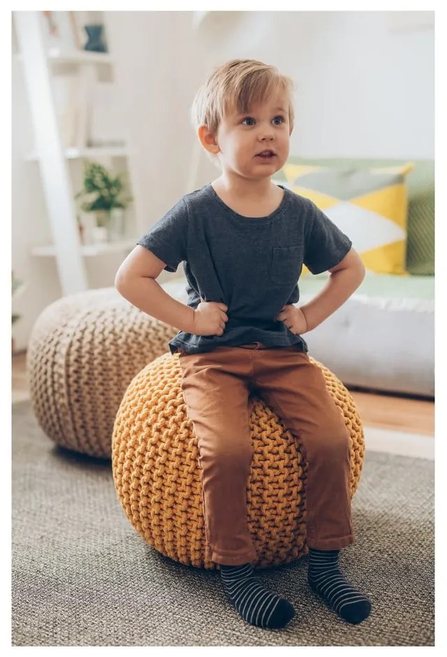 Pieskovohnedý puf na sedenie Bonami Essentials Jagger