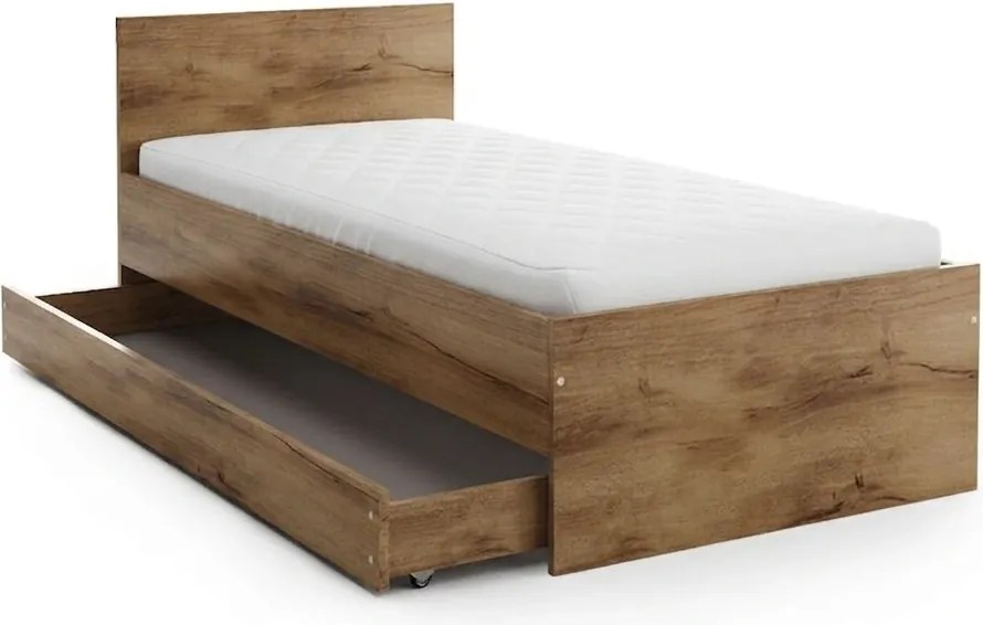 Posteľ ELISA 90 x 200 cm, dub artisan Rošt: S latkovým roštom, Matrac: Matrac DELUXE 10 cm