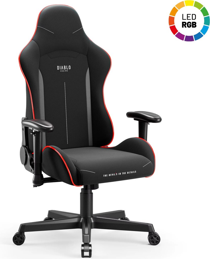 Čierne herné kreslo s LED RGB osvetlením: Diablo X-Starter
