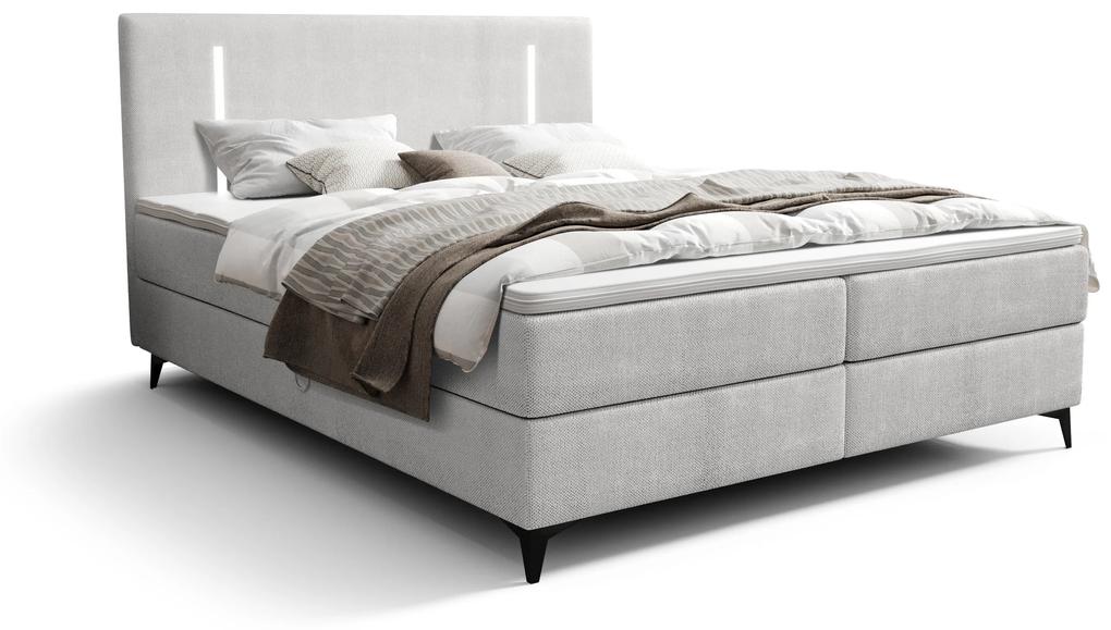 Manželská posteľ 180 cm Ortega Comfort (sivá) (s roštom a matracom, s úl. priestorom) (s LED osvetlením). Vlastná spoľahlivá doprava až k Vám domov. 1082742