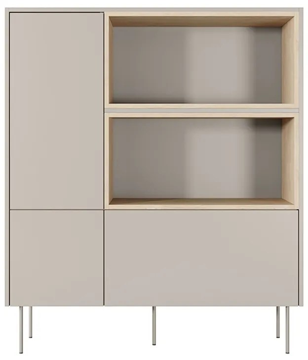 Komoda dvojdverová vysoká Desin 120 2D1SZ - kašmír / Dub nagano