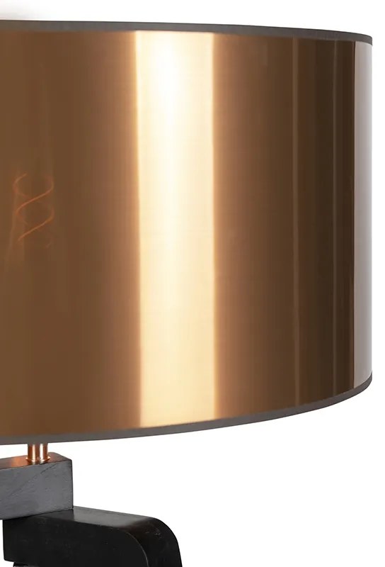Stojaca lampa čierna s medeným tienidlom 50 cm - Puros