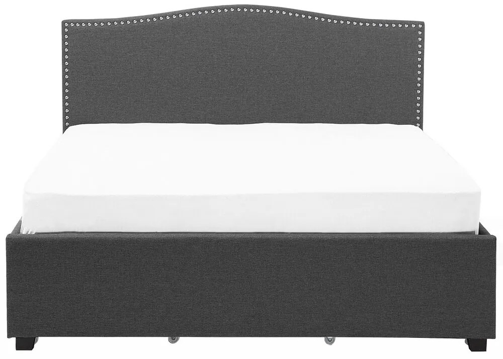 Čalúnená posteľ s úložným priestorom 180 x 200 cm sivá MONTPELLIER Beliani