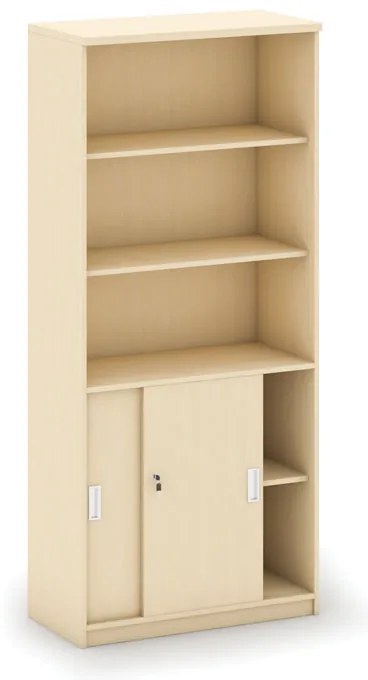 Kombinovaná kancelárska skriňa MIRELLI, 800 x 400 x 1800 mm, breza