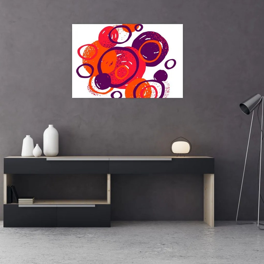 Obraz - Motív s kruhmi v teplých farbách (90x60 cm)