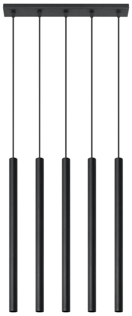 Závesné svietidlo Pastelo, 5x čierne kovové tienidlo