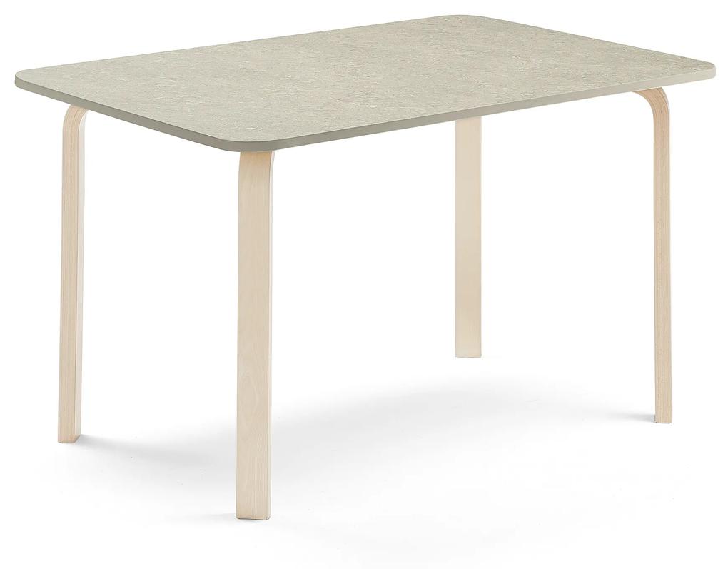 Stôl ELTON, 1400x700x710 mm, linoleum - šedá, breza