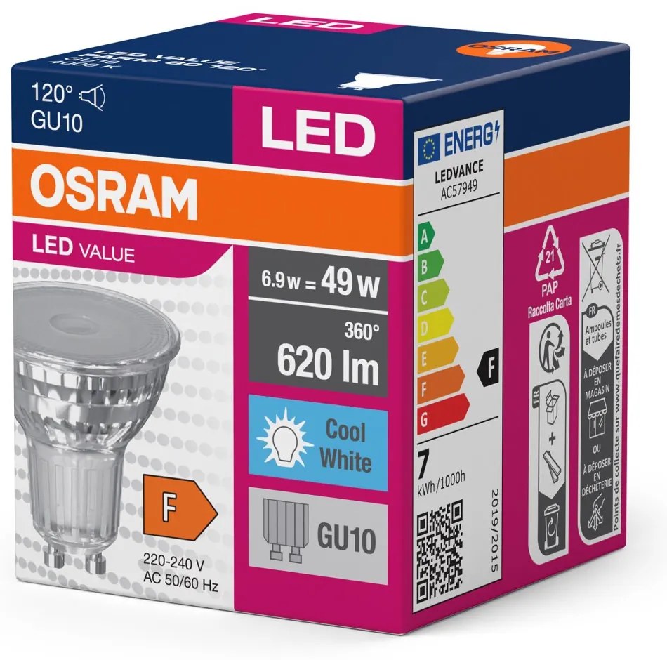 LED žiarovka GU10 6,9W = 49W 620lm 4000K Neutrálna 120° OSRAM Value