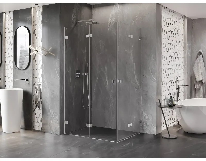 Mexen Lunar-F Duo, skladací sprchový kút 85 x 80 cm, 8mm číre sklo, chrómový profil, 836-085L-080P-01-00