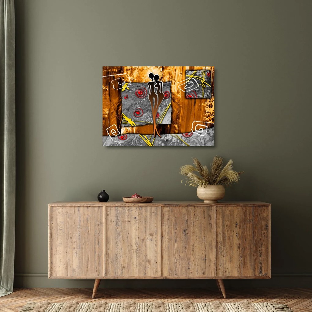 Sklenený obraz starovekej maľby (70x50 cm)