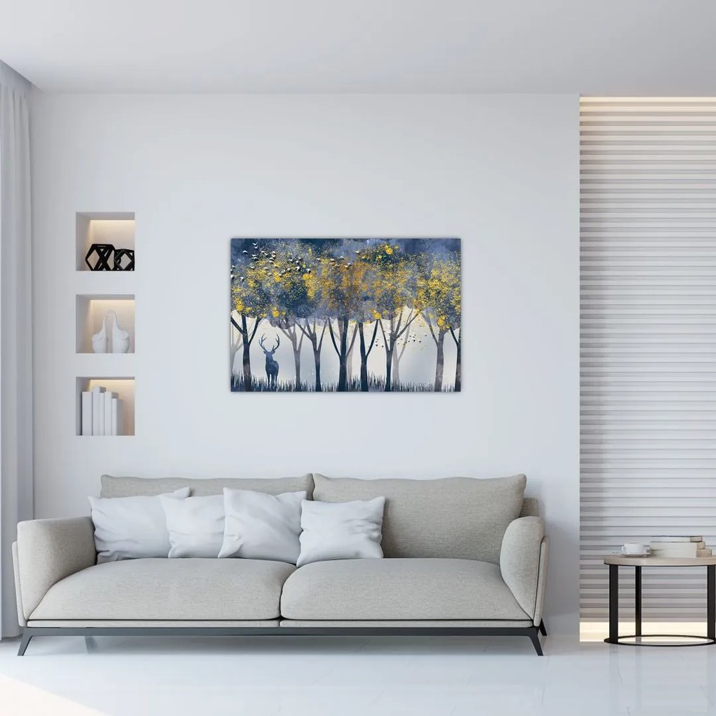 Obraz jeleňa v lese (90x60 cm)