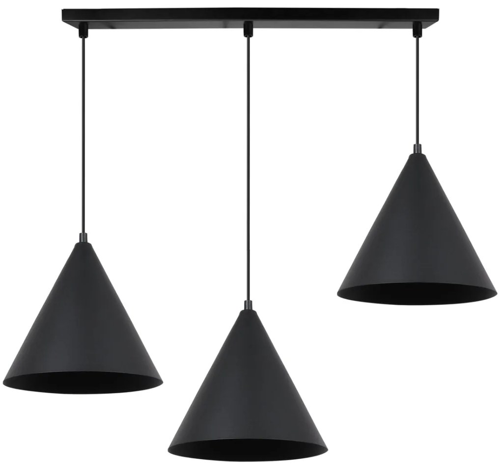 Závesné svietidlo Soho, 3x čierne kovové tienidlo, (fi 25cm)