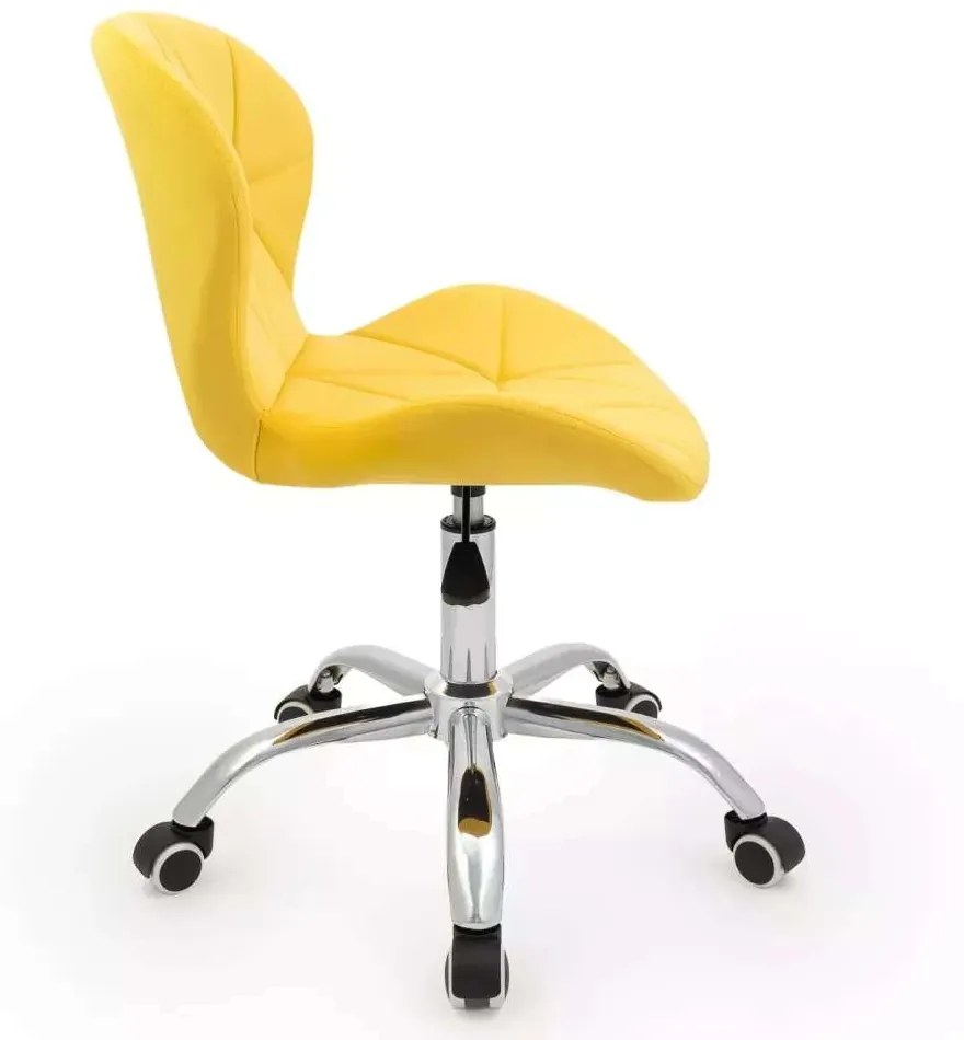 LuxuryForm DESIGN Stolička LIVIO VELUR na striebornej podstave s kolieskami - žltá