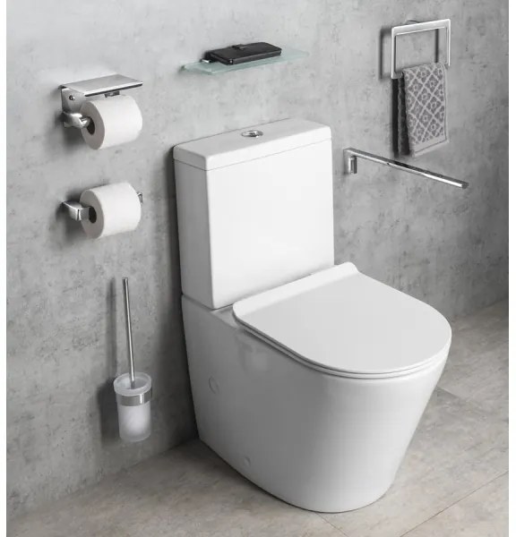 Gedy - Nástenná WC štetka PIRENEI lesklý chróm/sklo satén