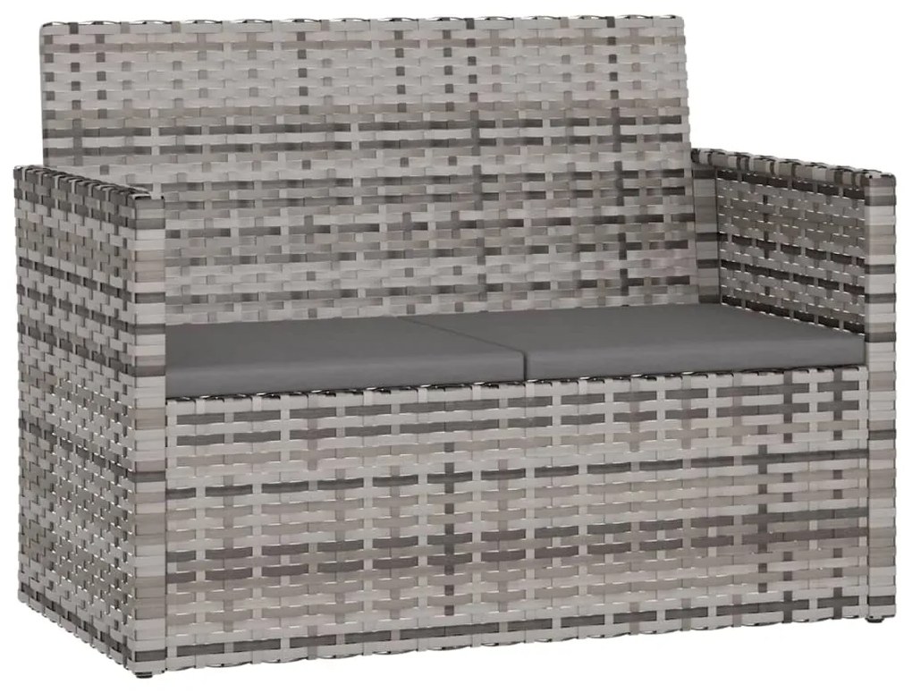 vidaXL Záhradná lavička s vankúšmi sivá 105 cm polyratan