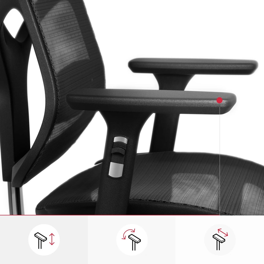 Ergonomická kancelárska stolička zo sieťoviny čierna: Diablo V-Basic