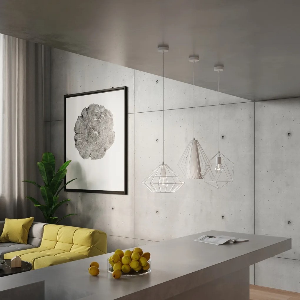 Závesné svietidlo Demi, 1x biele drôtené tienidlo