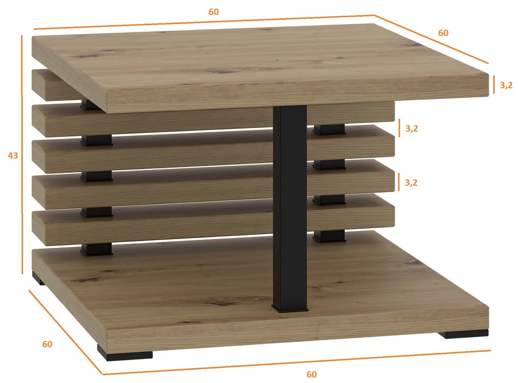 Konferenčný stolík Kyram 2 (artisan). Vlastná spoľahlivá doprava až k Vám domov. 1055179