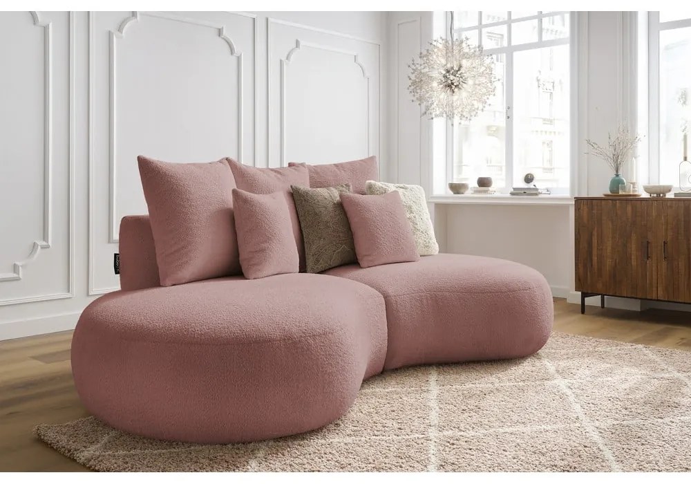 Ružová pohovka z textílie bouclé 260 cm Saint-Germain – Bobochic Paris