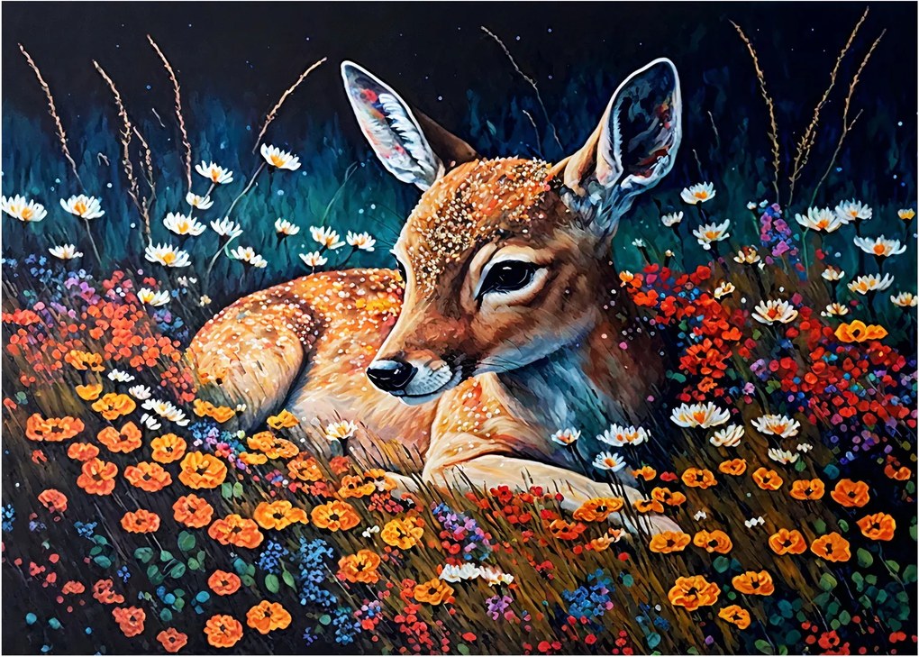 Sklenený obraz - Maľované srne (70x50 cm)