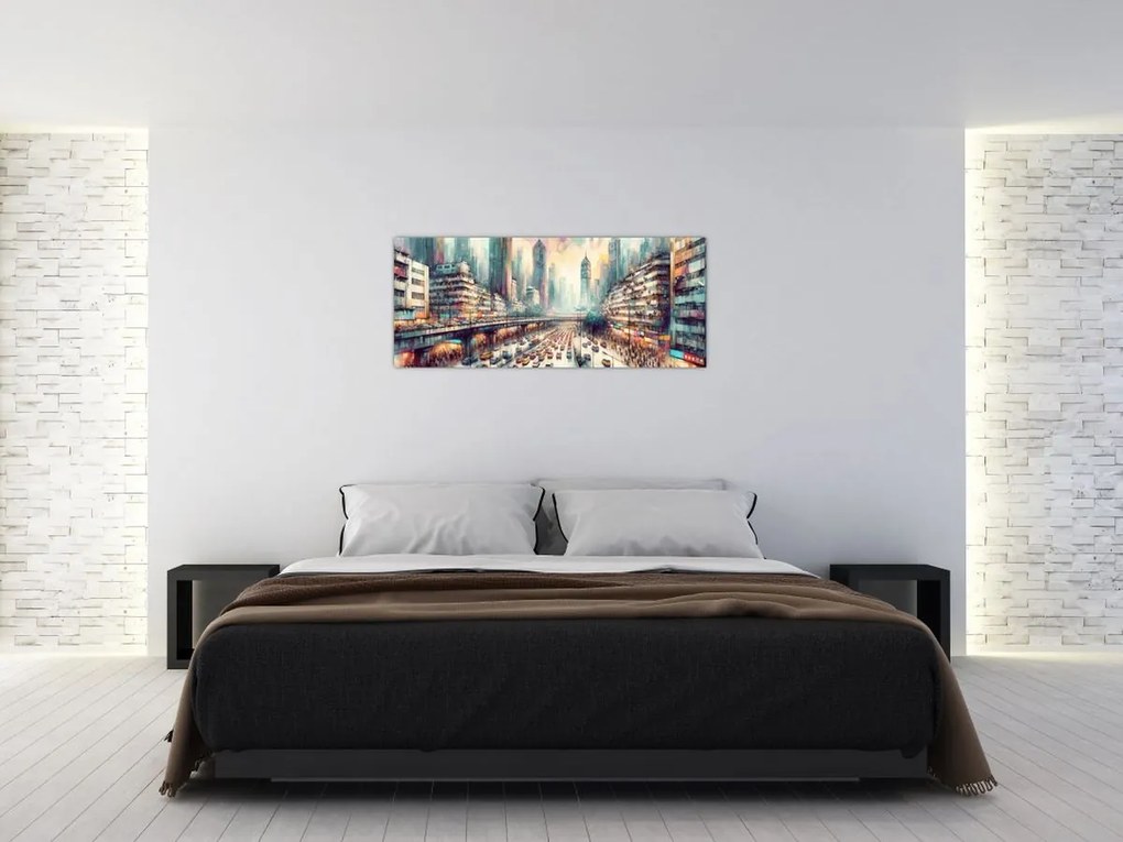 Obraz - Život veľkomesta (120x50 cm)