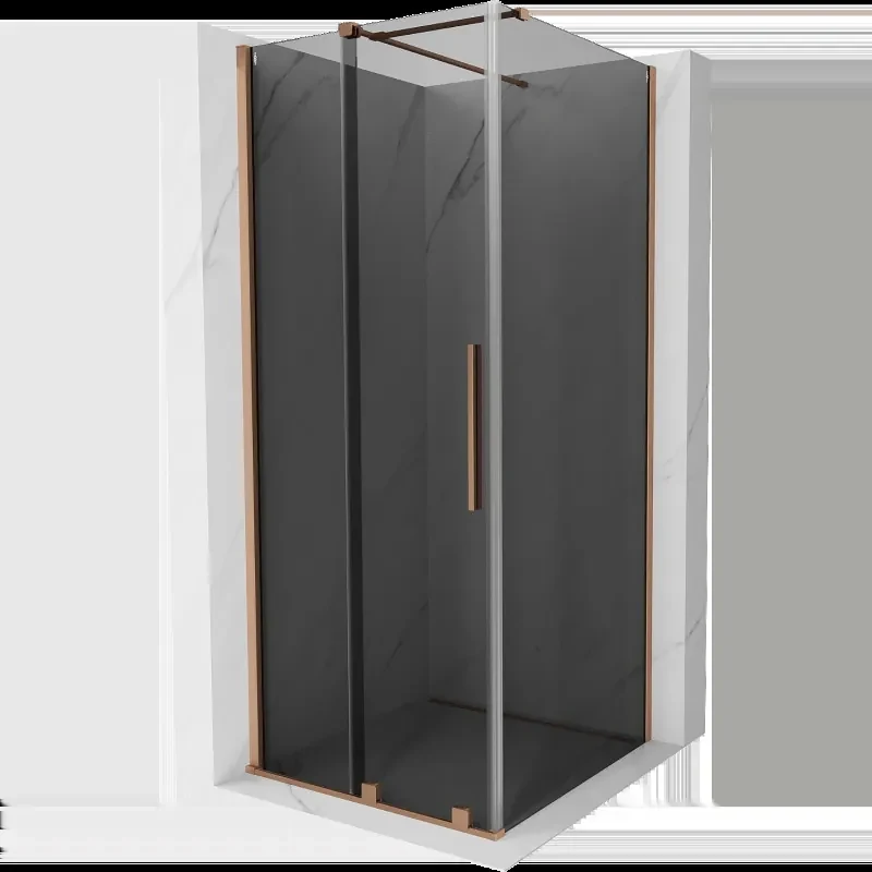 Mexen Velar sprchovací kút zasúvací 110 x 110 cm, grafit, brúsená meď - 871-110-110-41-65