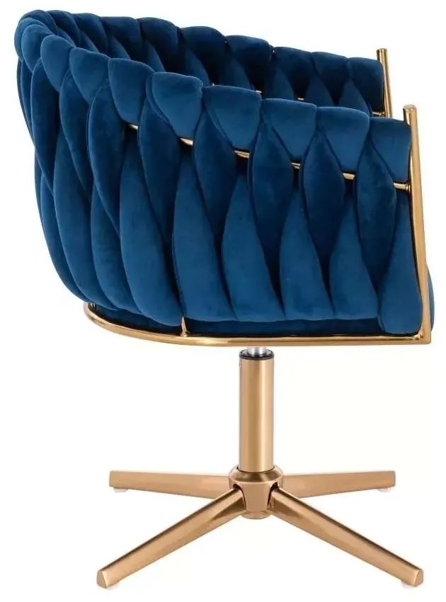LuxuryForm DESIGN Stolička NORDEN VELUR na zlatom kríži - modrá