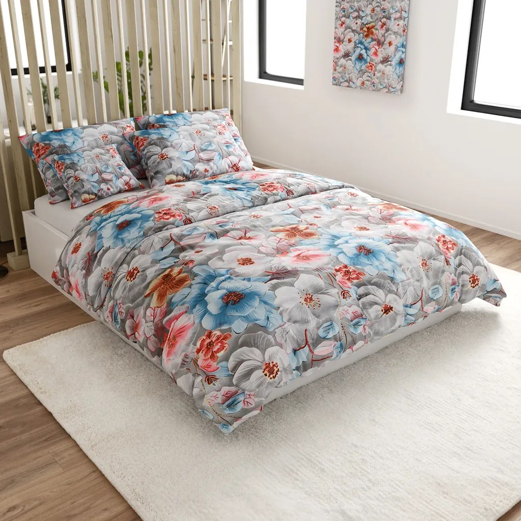 Obliečky z mikrovlákna BLOSSIVA sivá Rozmer obliečky: 2 ks 70 x 90 cm | 200 x 220 cm