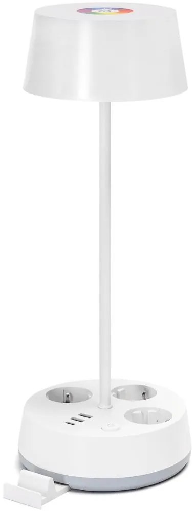 Aigostar-LED RGBW Stmievateľná stolová lampa s zásuvkami a USB LED/4,6W/230V biela