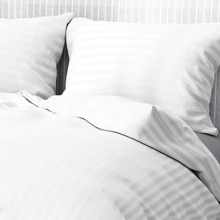 Goldea damaškové posteľné obliečky - vzor 369 biele prúžky 200 x 200 a 2ks 70 x 90 cm