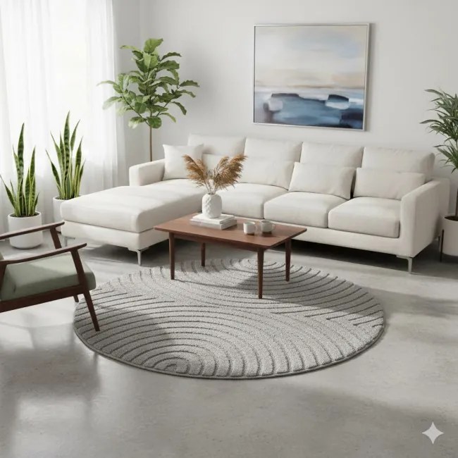 Koberec Modern ART 3D sivý kruh