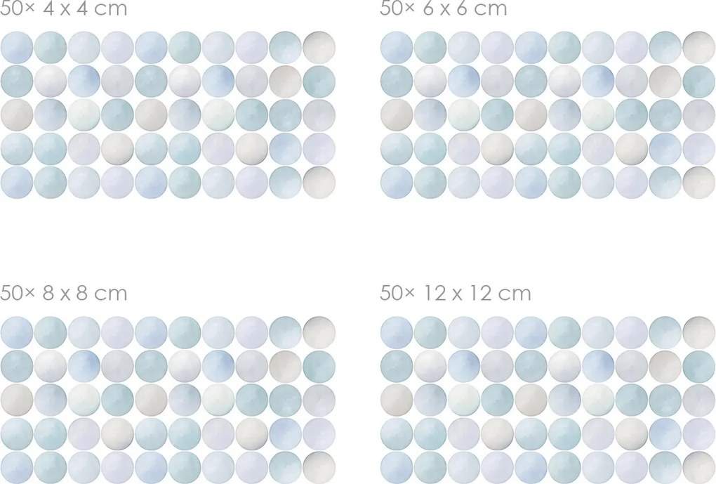 Akvarelové bodky nordic 50 ks textilní prelepiteľné nálepky na stenu 50 ks 4x4 cm