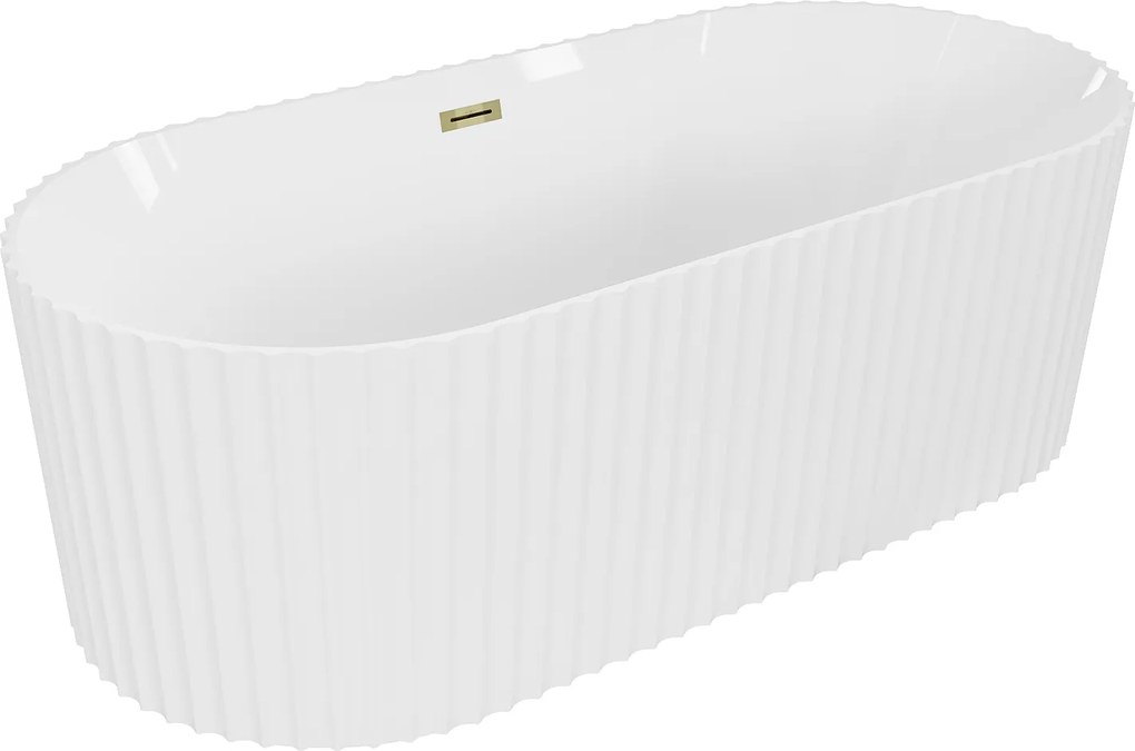 Mexen Paola voľne stojaca vaňa 150x75 cm, biely lesk, zlatý prepad