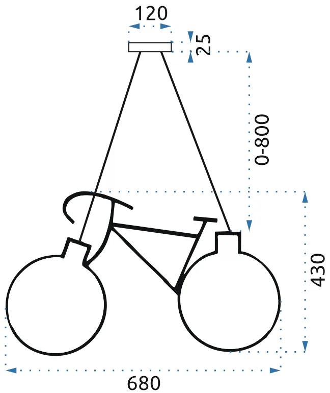 Toolight, závesné svietidlo bicykel APP216-2CP, čierna, OSW-00352