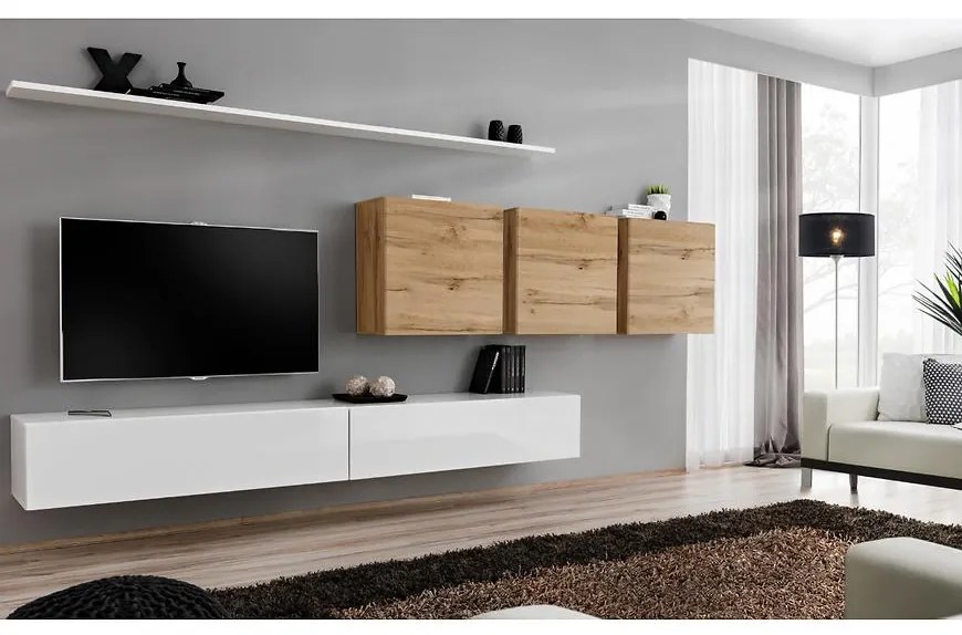 Obývacia stena Switch VII Biely/Wotan