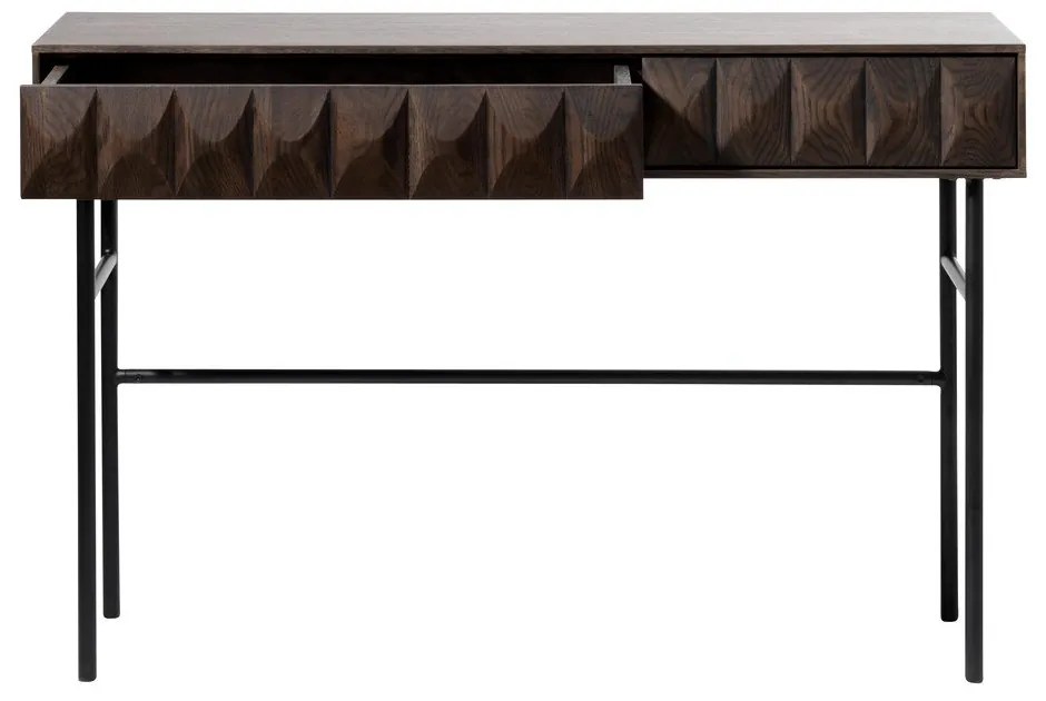 Tmavohnedý konzolový stolík s doskou v dubovom dekore 39x117 cm Latina – Unique Furniture