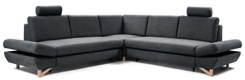 Rozkladacia rohová čalúnená sedacia súprava do tvaru L s úložným priestorom AVESTA, antracit