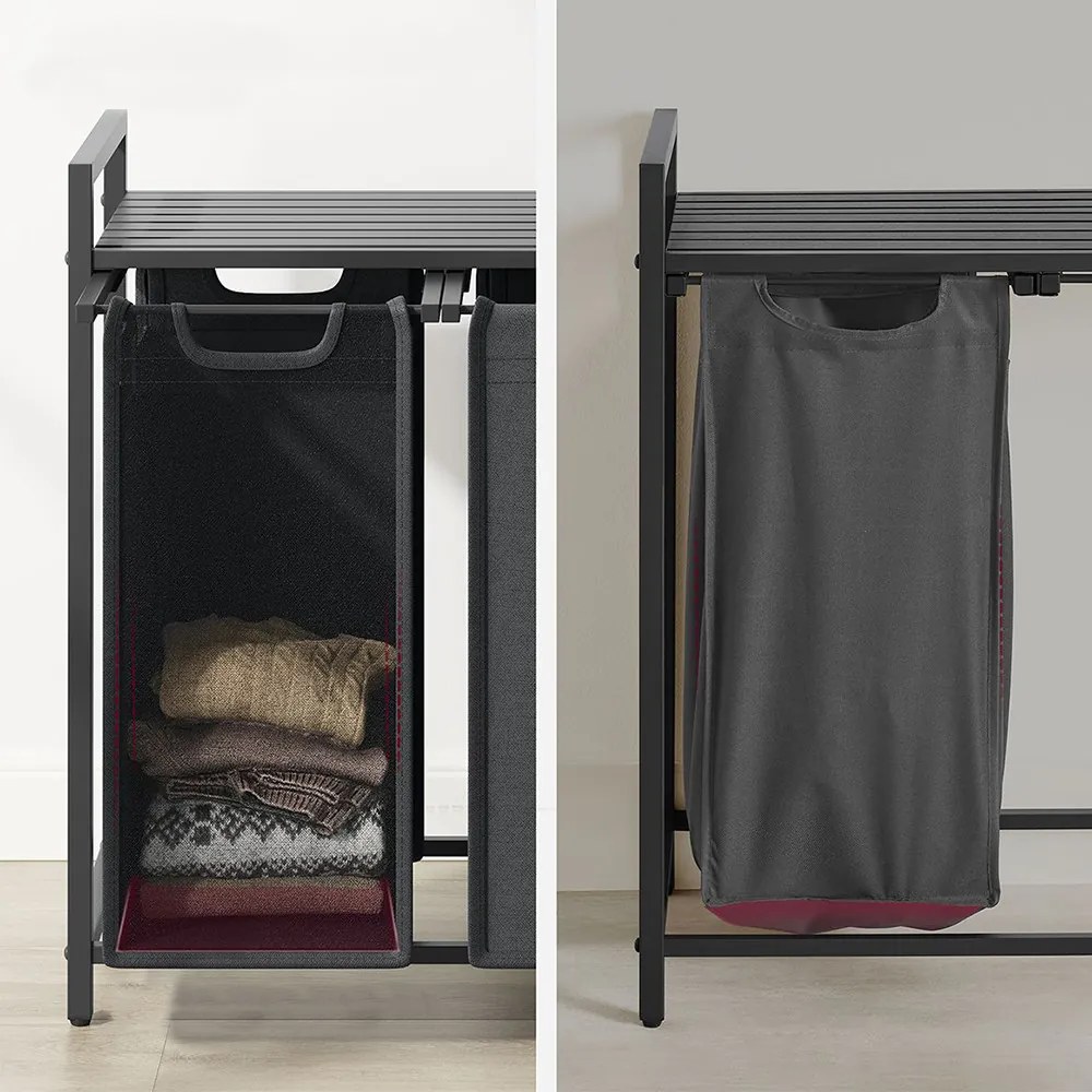 Trojdielny kôš na bielizeň, tmavosivý