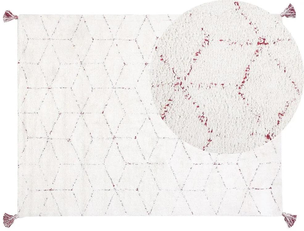 Bavlnený koberec 140 x 200 cm biely SAKARYA Beliani