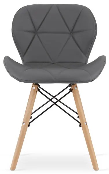 Set troch jedálenských stoličiek LAGO ekokoža sivá (hnedé nohy) (3ks)