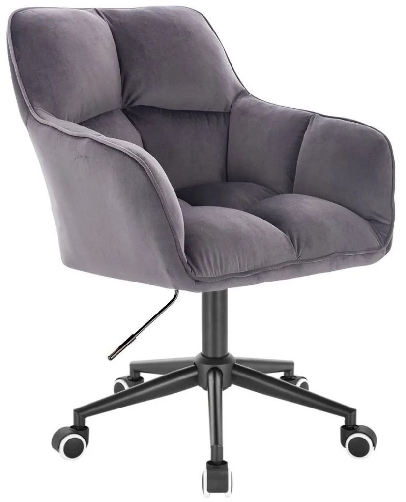 LuxuryForm DESIGN Kreslo AMALFI VELUR na čiernej podstave s kolieskami - tmavo šedé