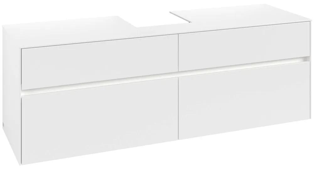 VILLEROY &amp; BOCH Collaro závesná skrinka pod umývadlo na dosku (umývadlo v strede), 4 zásuvky, s LED osvetlením, 1600 x 500 x 548 mm, White Matt, C104B0MS